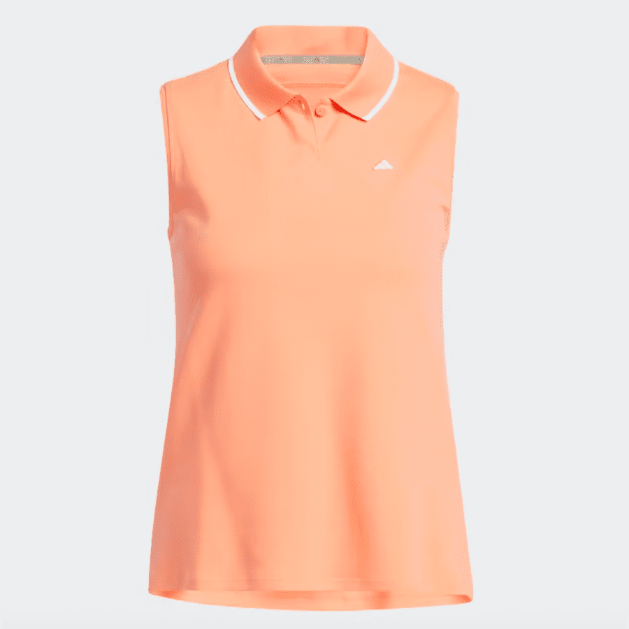 Adidas Ladies Go-To Piqué Sleeveless Golf Polo Shirt - Orange