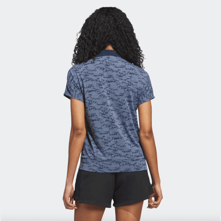 Adidas Ladies Go-To Printed Golf Polo Shirt - Navy