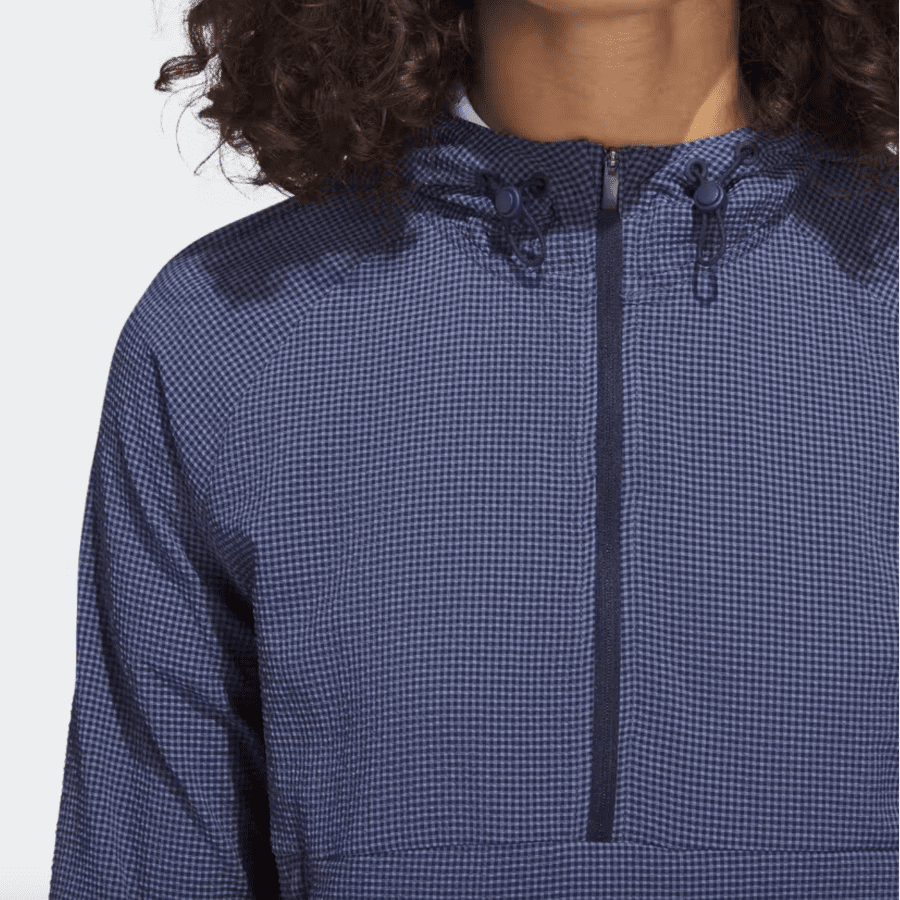 Adidas Ladies Seersucker 1/4-Zip Golf Hoodie - Navy