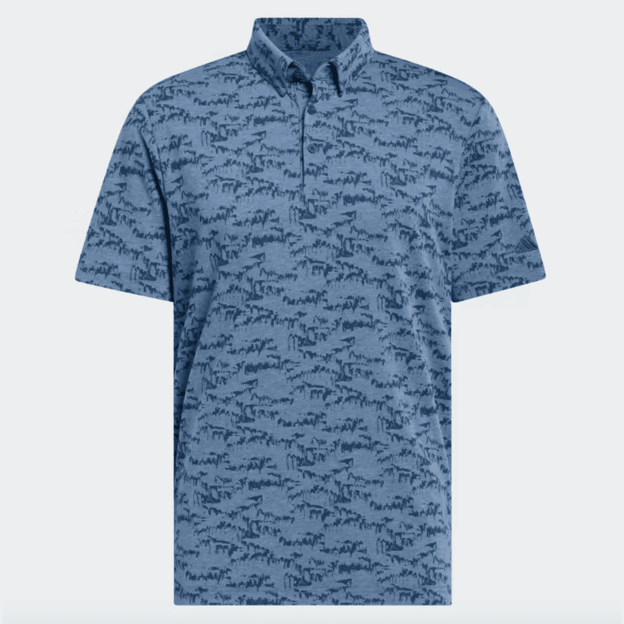 Adidas Go-To Printed Golf Polo Shirt - Blue