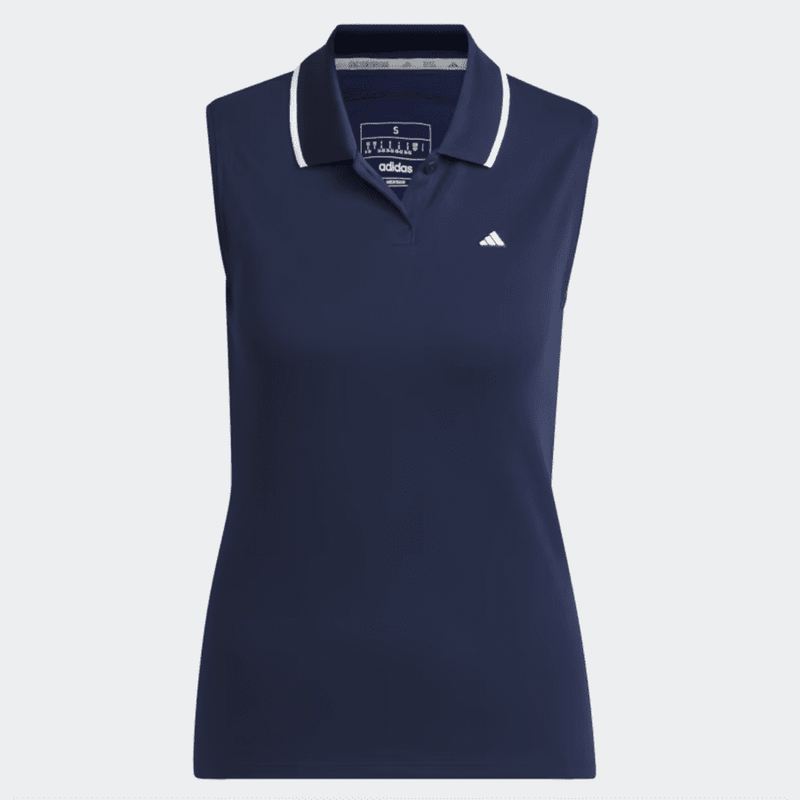 Adidas Ladies Go-To Piqué Sleeveless Golf Polo Shirt - Blue