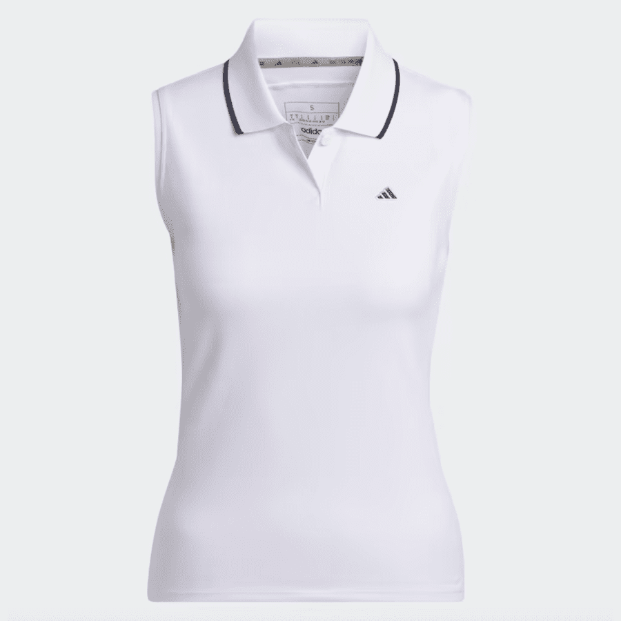 Adidas Ladies Go To Pique Sleeveless Golf Polo Shirt White