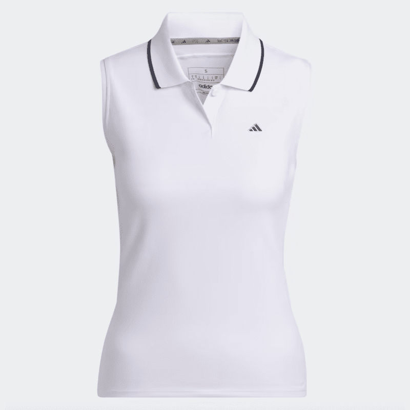 Adidas Ladies Go-To Piqué Sleeveless Golf Polo Shirt - White