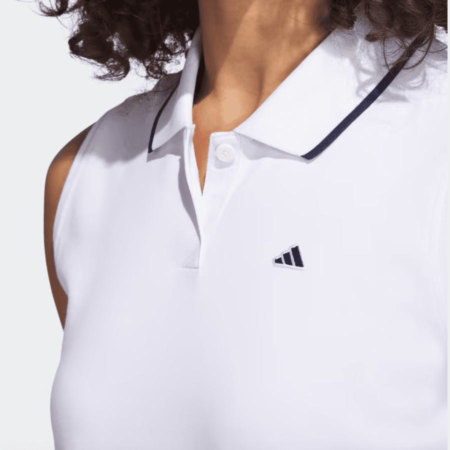 Adidas Ladies Go-To Piqué Sleeveless Golf Polo Shirt - White