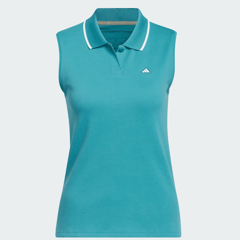 Adidas Ladies Go-To Piqué Sleeveless Golf Polo Shirt - Turquoise