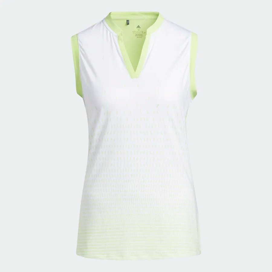 Adidas Ladies Sport Performance Gradient Sleeveless Polo Shirt - White