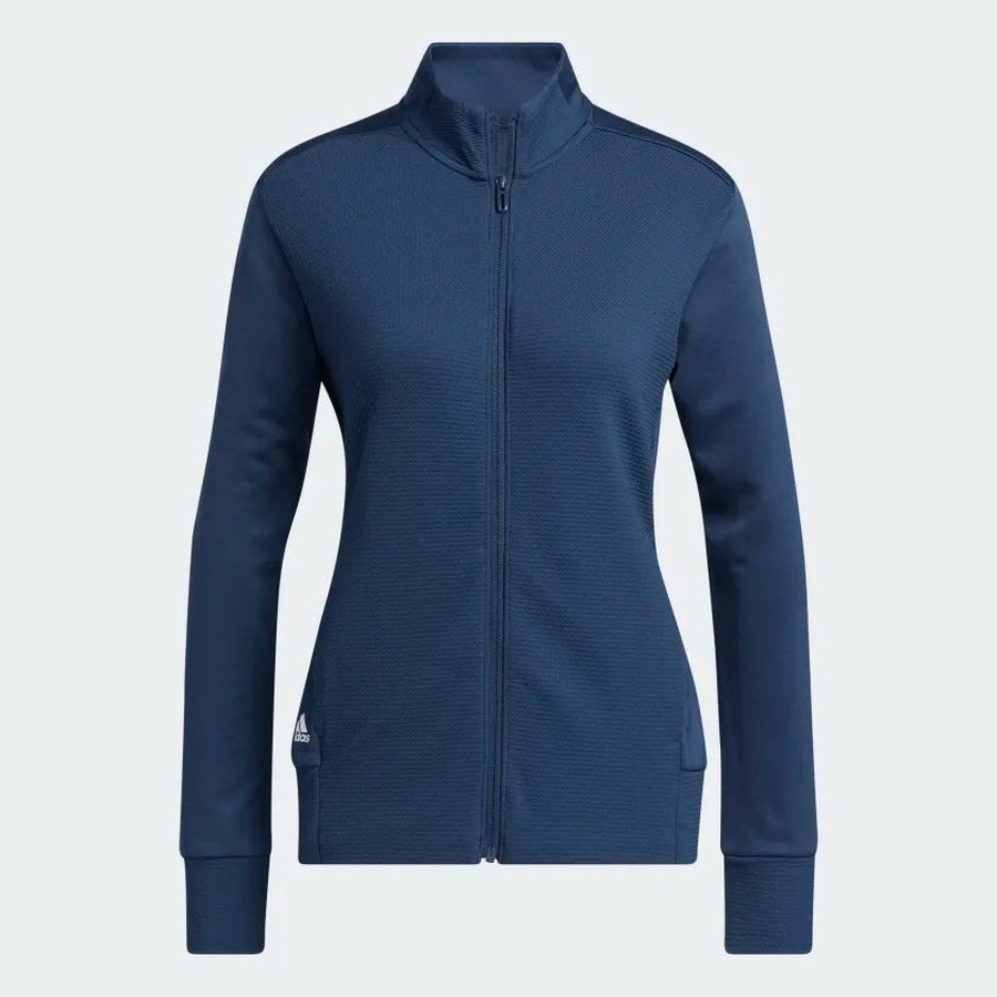 Adidas Ladies Textured Full-Zip Jacket - Navy