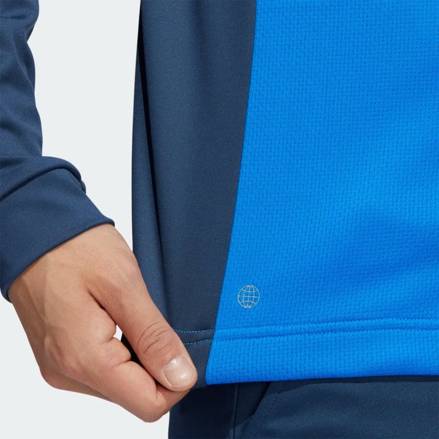 Adidas Colorblock Quarter-Zip Pullover - Blue