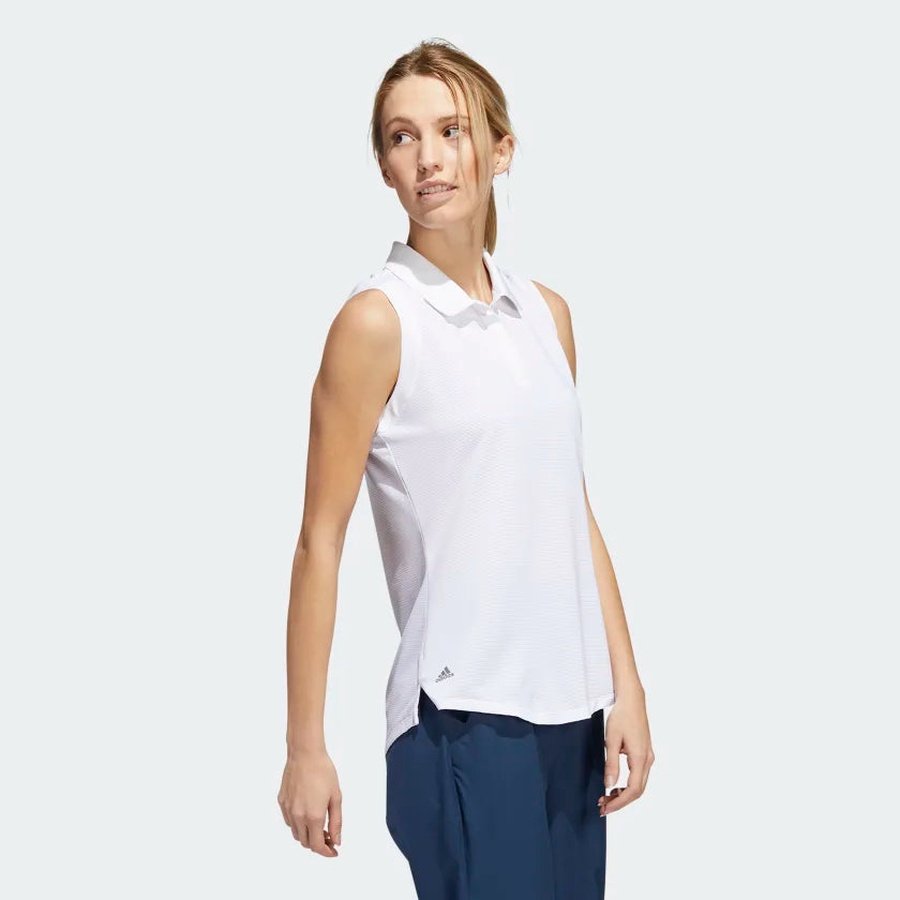 Adidas Ladies Sleeveless Polo Shirt - White