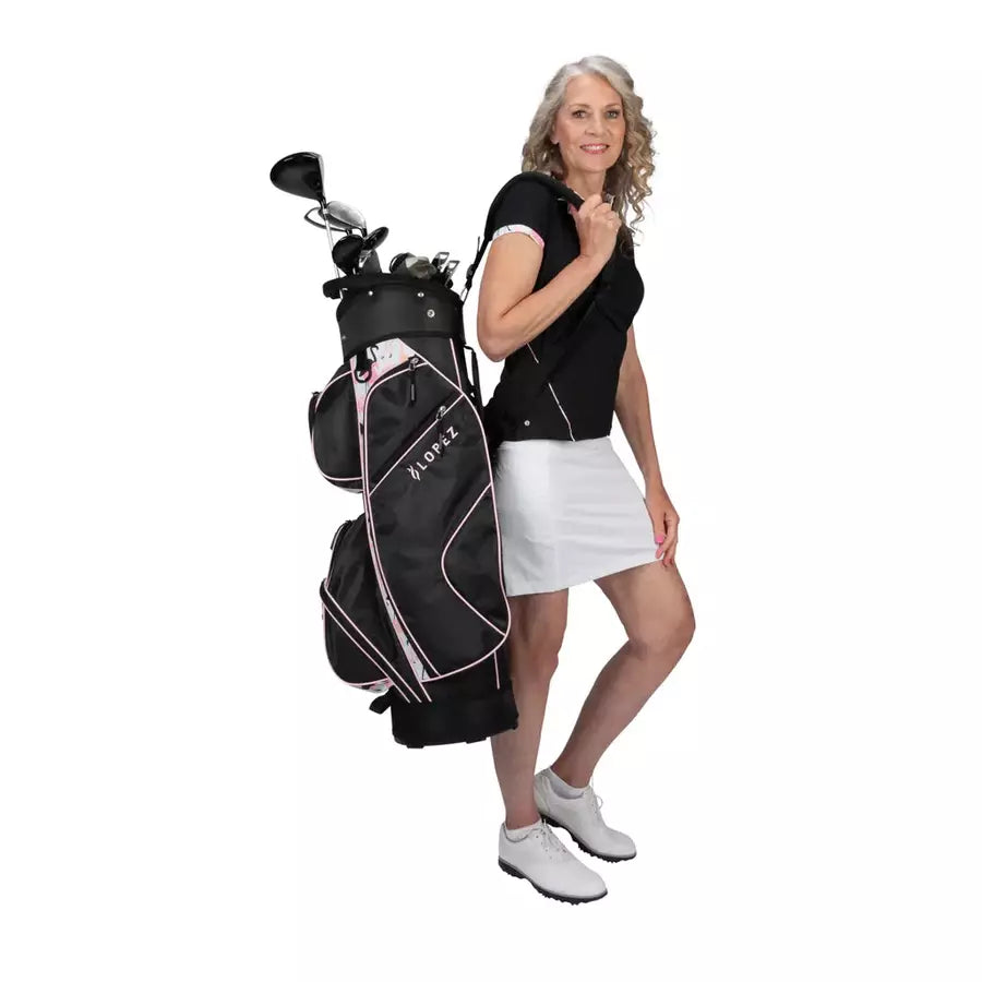 Nancy Lopez Ashley 18-piece Cart Bag Package Set - Flamingo