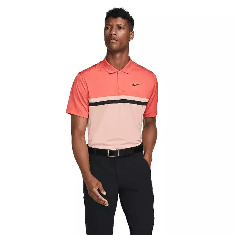 Nike Dri Fit Victory Colour Block Golf Shirt Orange